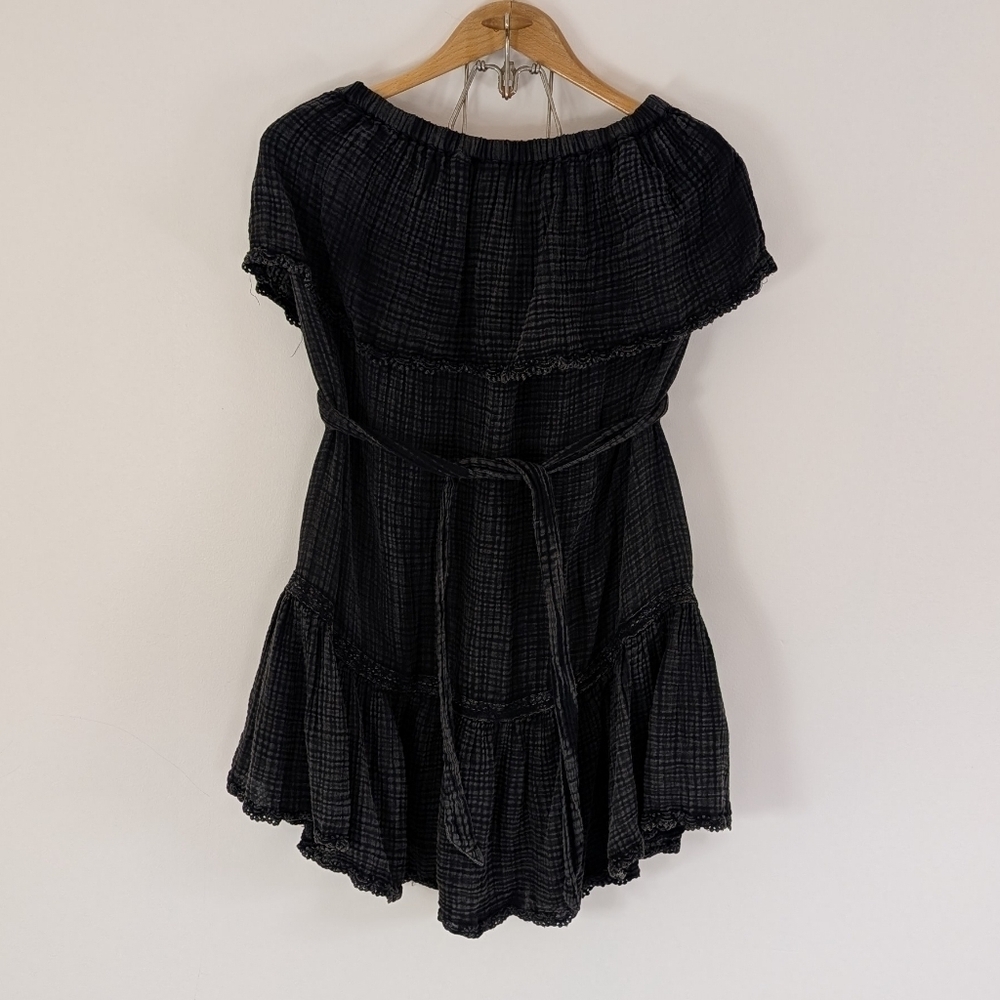 Anthropologie Dress Womens XS Black Wash Malibu Strapless Mini Cotton Gauze
